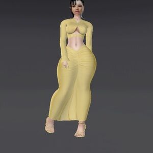 Elegant Yellow Two-Piece Dress